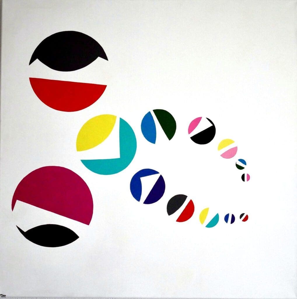 Geometric Rocket
Acrylic paint and markers on linen (100cm x 100cm)