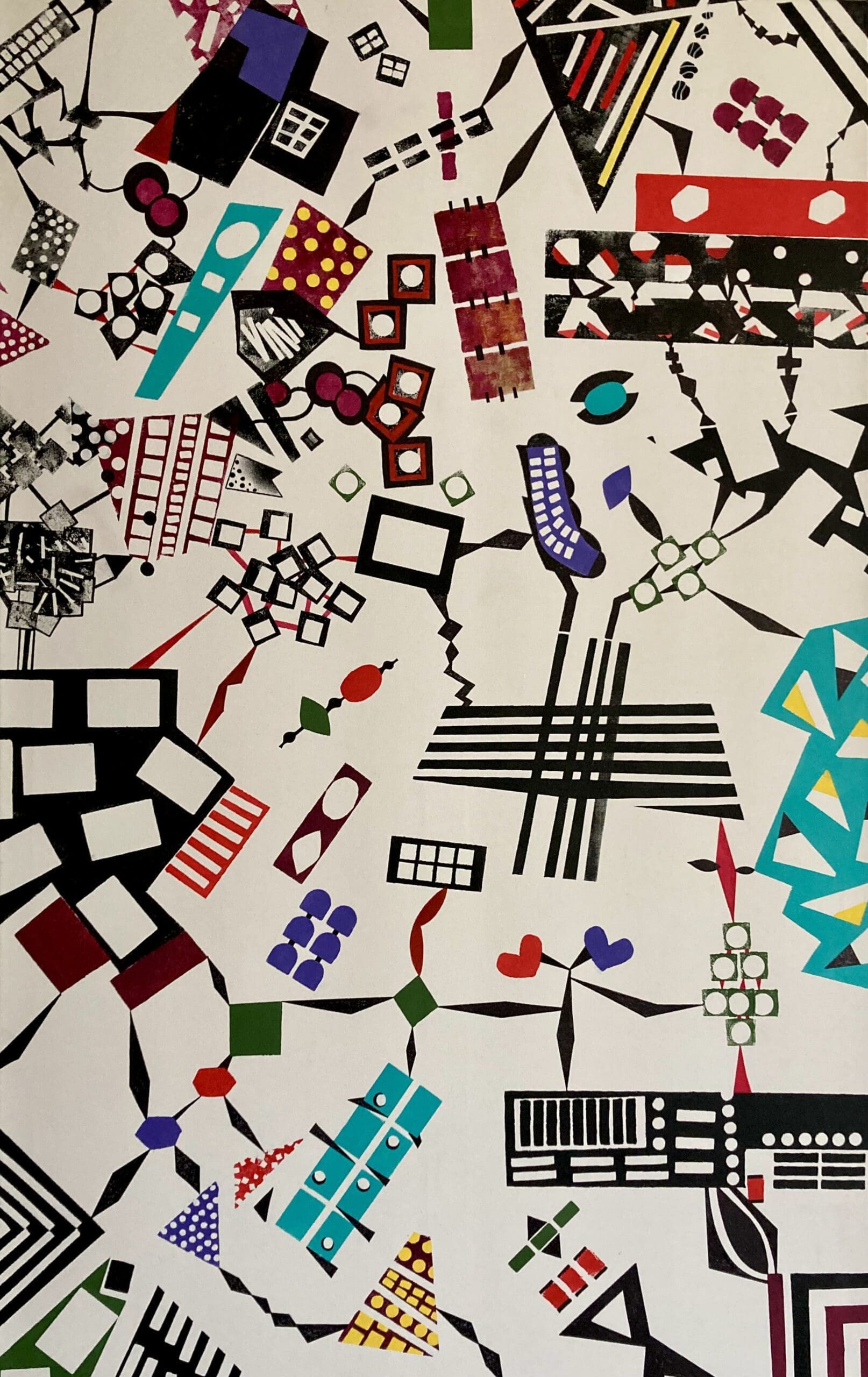 The 90's, Acrylic paint and markers on cotton (160cm x 100cm)